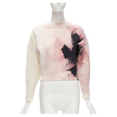 ALEXANDER MCQUEEN 2021 Anemone wool cashmere floral print cropped sweater XXS