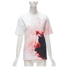 ALEXANDER MCQUEEN 2021 Anemones red floral print white crew neck tshirt IT36 XXS