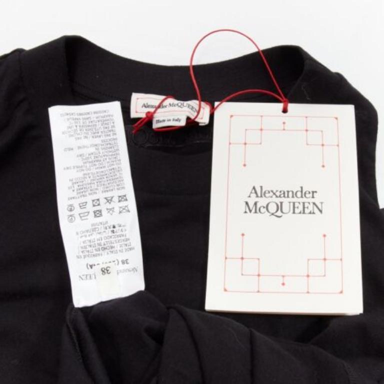 Alexander McQueen 2021 top nero con maniche a sbuffo ricamate IT38 XS in vendita 3