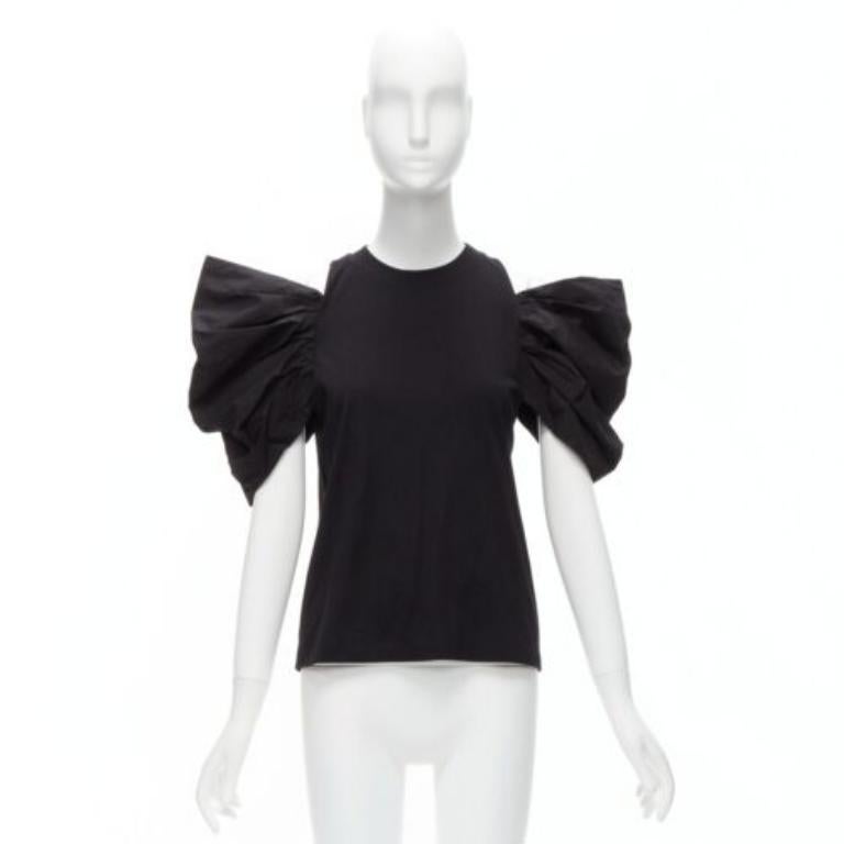 Alexander McQueen 2021 top nero con maniche a sbuffo ricamate IT38 XS in vendita 4