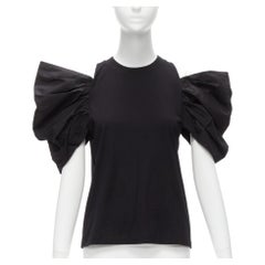 ALEXANDER MCQUEEN 2021 Schwarzes besticktes Oberteil mit kalten Schultern und Puffärmeln IT38 XS