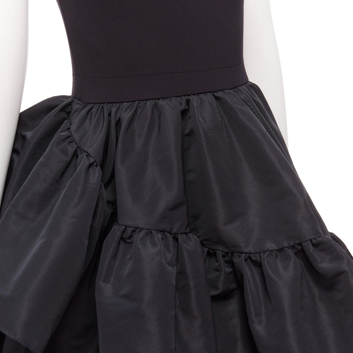 ALEXANDER MCQUEEN 2021 black cotton tank asymmetric tafetta skirt gown IT38 XS For Sale 2