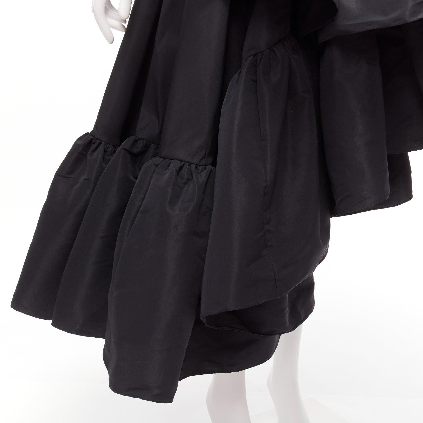 Alexander McQueen 2021 - Robe à jupe tafetta asymétrique en coton noir IT38 XS en vente 3