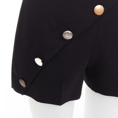 ALEXANDER MCQUEEN 2021 black gold multi buttons asymmetric panel shorts IT36 XXS