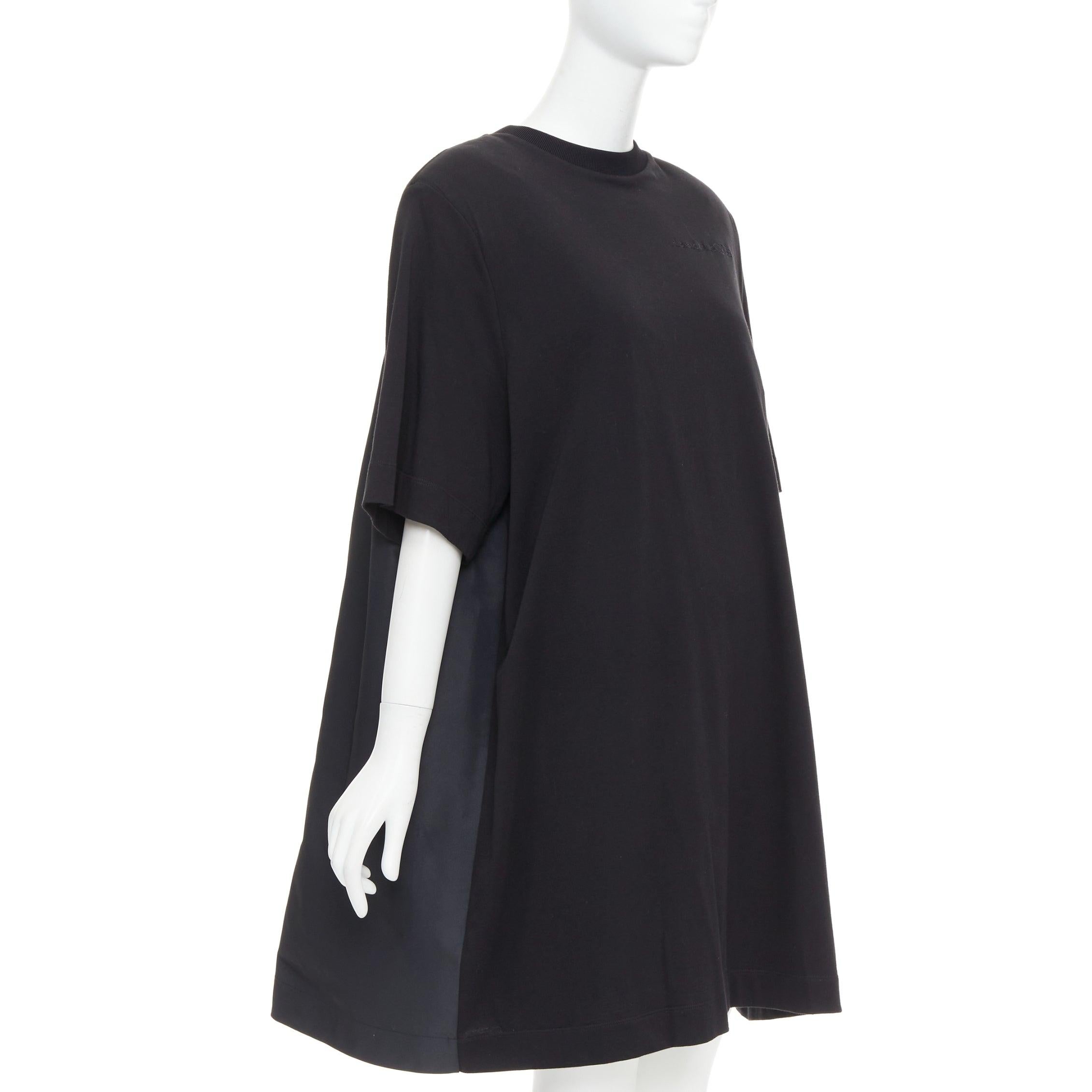 Black ALEXANDER MCQUEEN 2021 black hybrid flared back oversized tshirt dress IT48 XXL For Sale