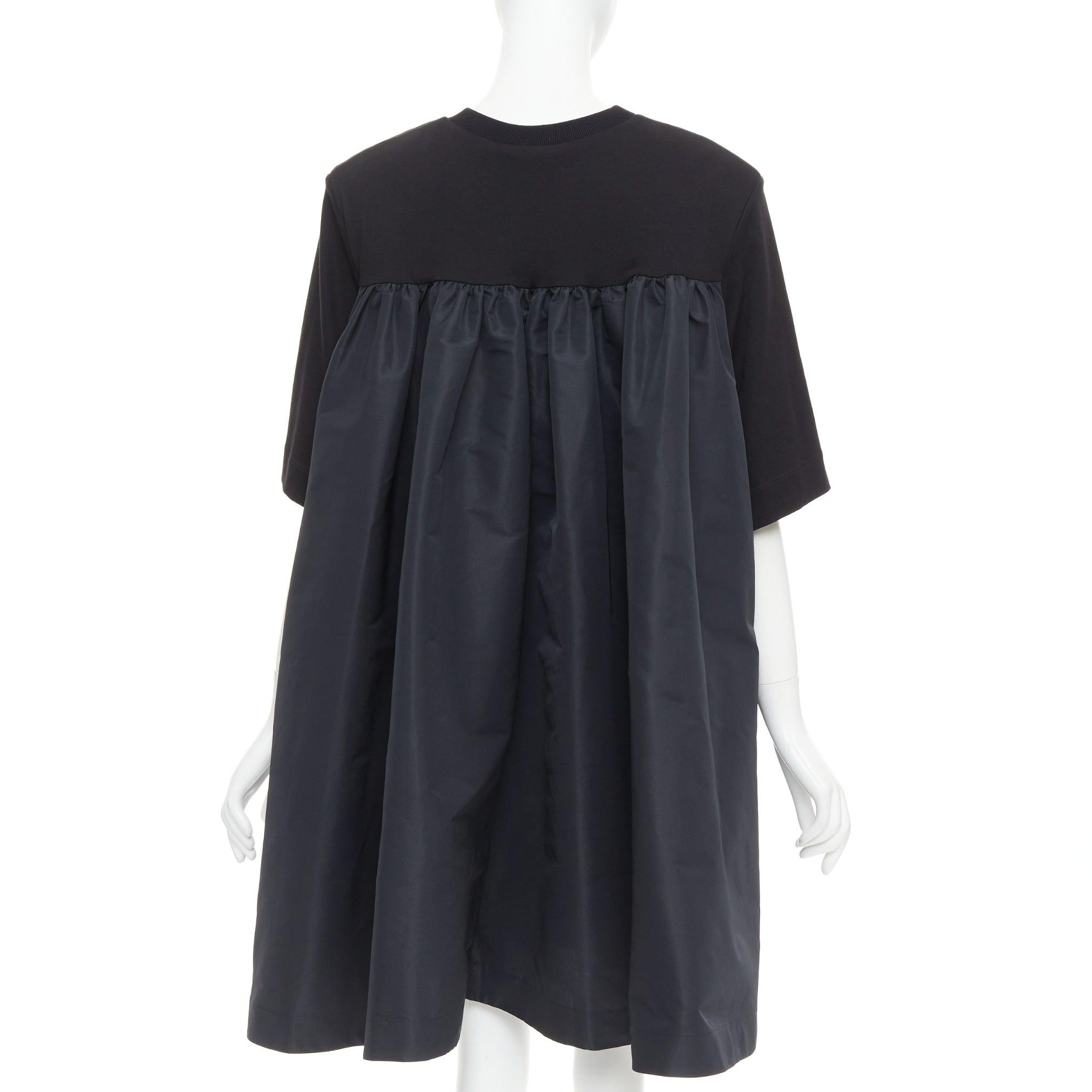ALEXANDER MCQUEEN 2021 black hybrid flared back oversized tshirt dress IT48 XXL In Excellent Condition For Sale In Hong Kong, NT