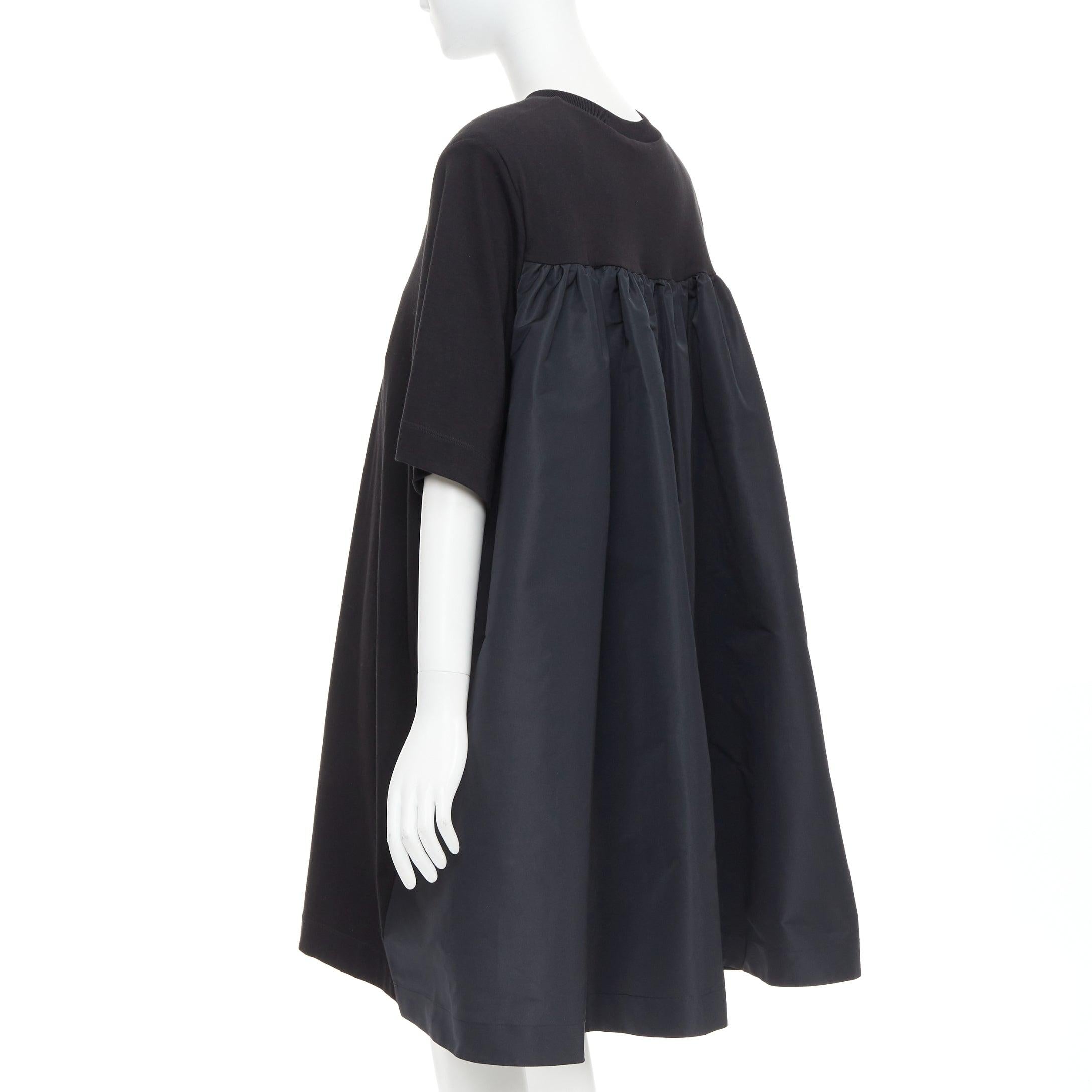 Women's ALEXANDER MCQUEEN 2021 black hybrid flared back oversized tshirt dress IT48 XXL For Sale