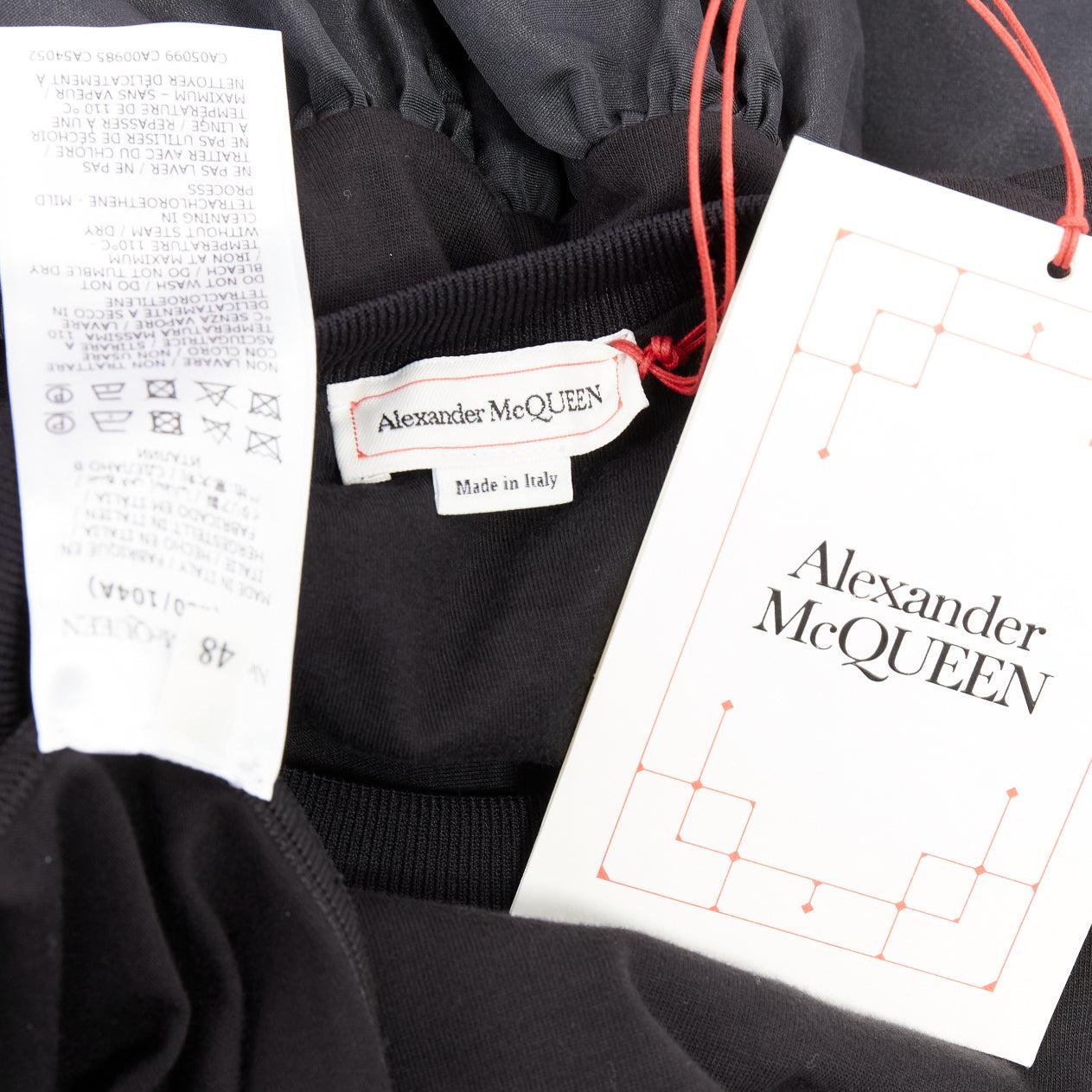 ALEXANDER MCQUEEN 2021 black hybrid flared back oversized tshirt dress IT48 XXL For Sale 3