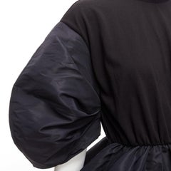 ALEXANDER MCQUEEN 2021 black round puff sleeve peplum contrast top IT36 XXS