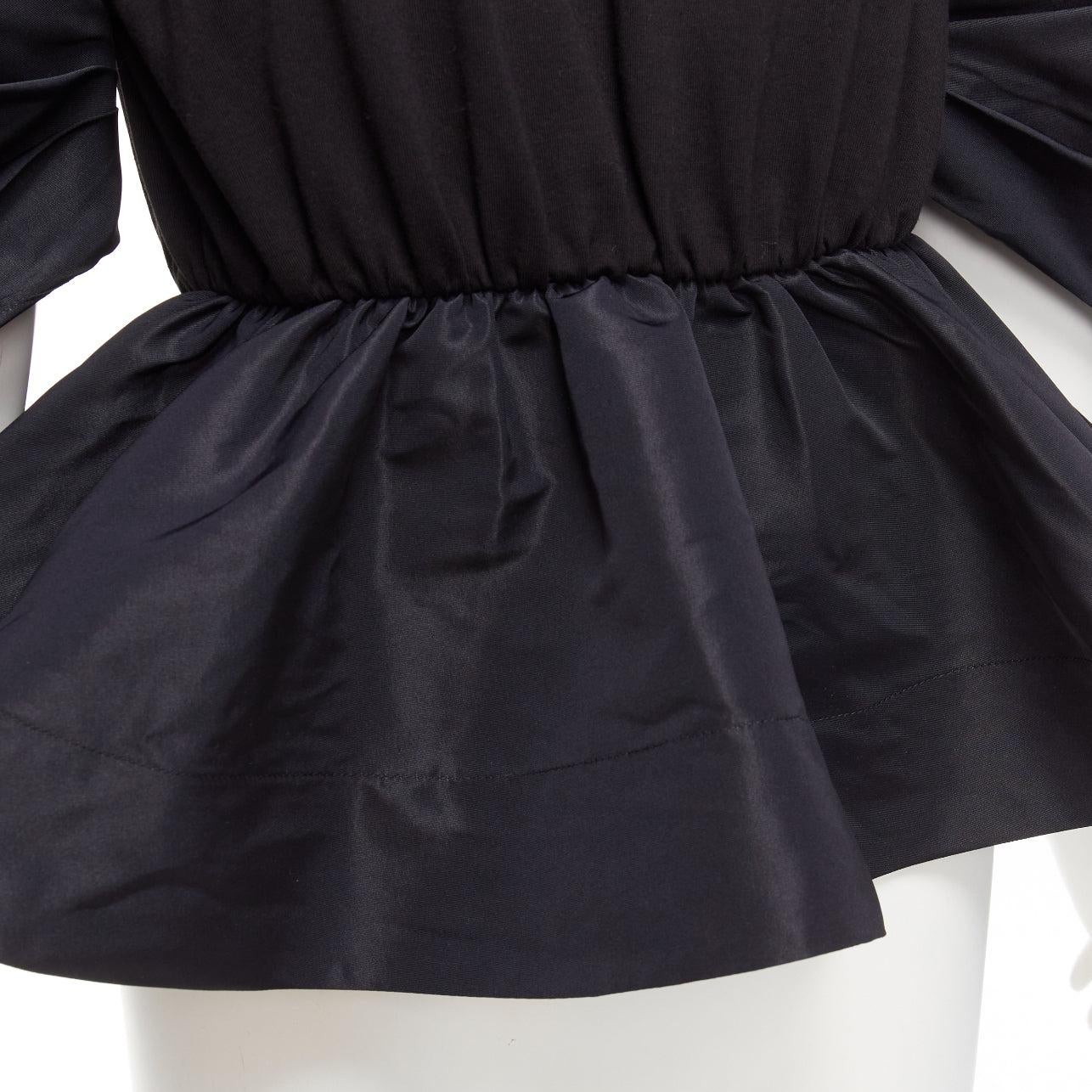 ALEXANDER MCQUEEN 2021 black round puff sleeve peplum contrast top IT36 XXS For Sale 2