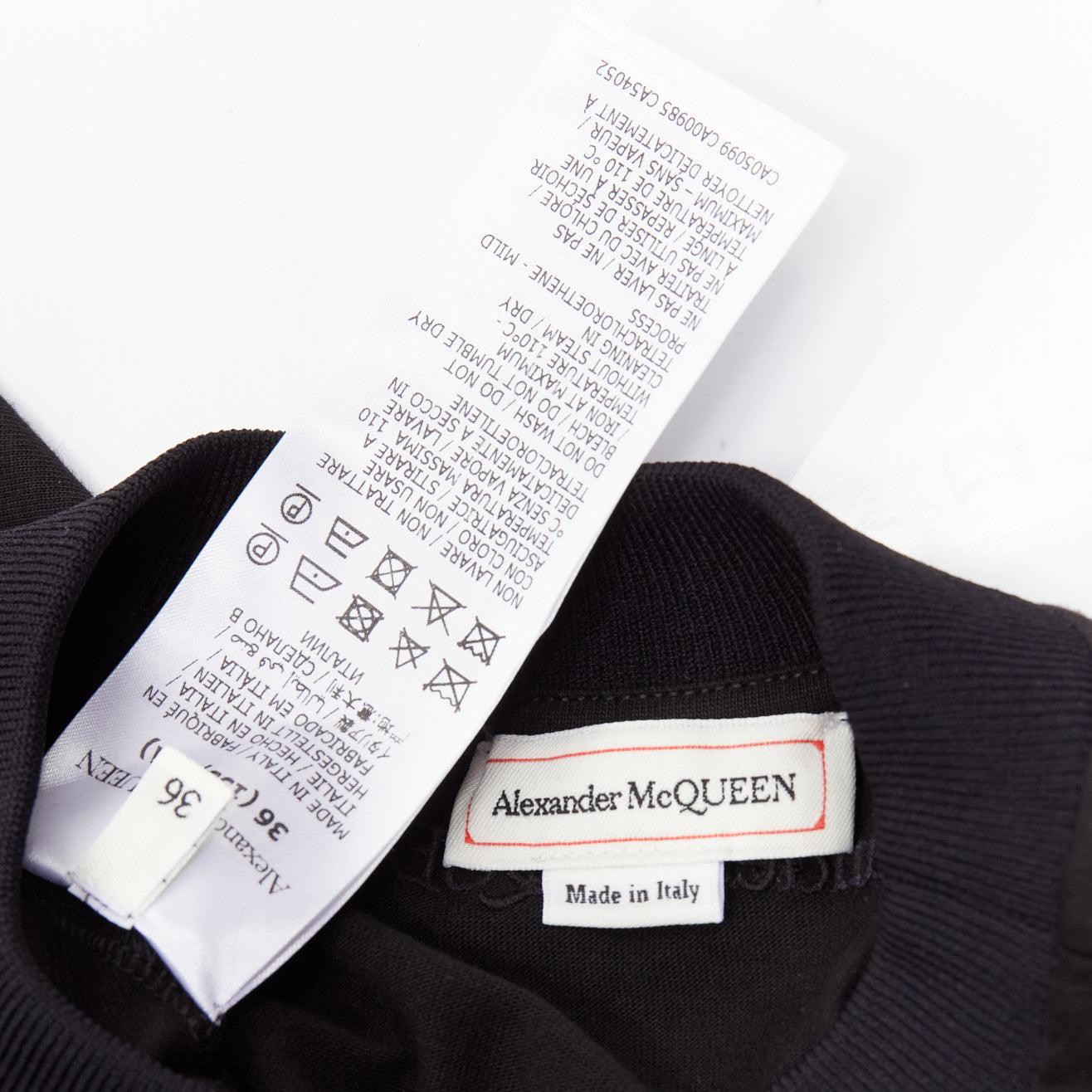 ALEXANDER MCQUEEN 2021 black round puff sleeve peplum contrast top IT36 XXS For Sale 3