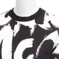 ALEXANDER MCQUEEN 2021 black white cotton graffiti brush boxy top IT36 XXS