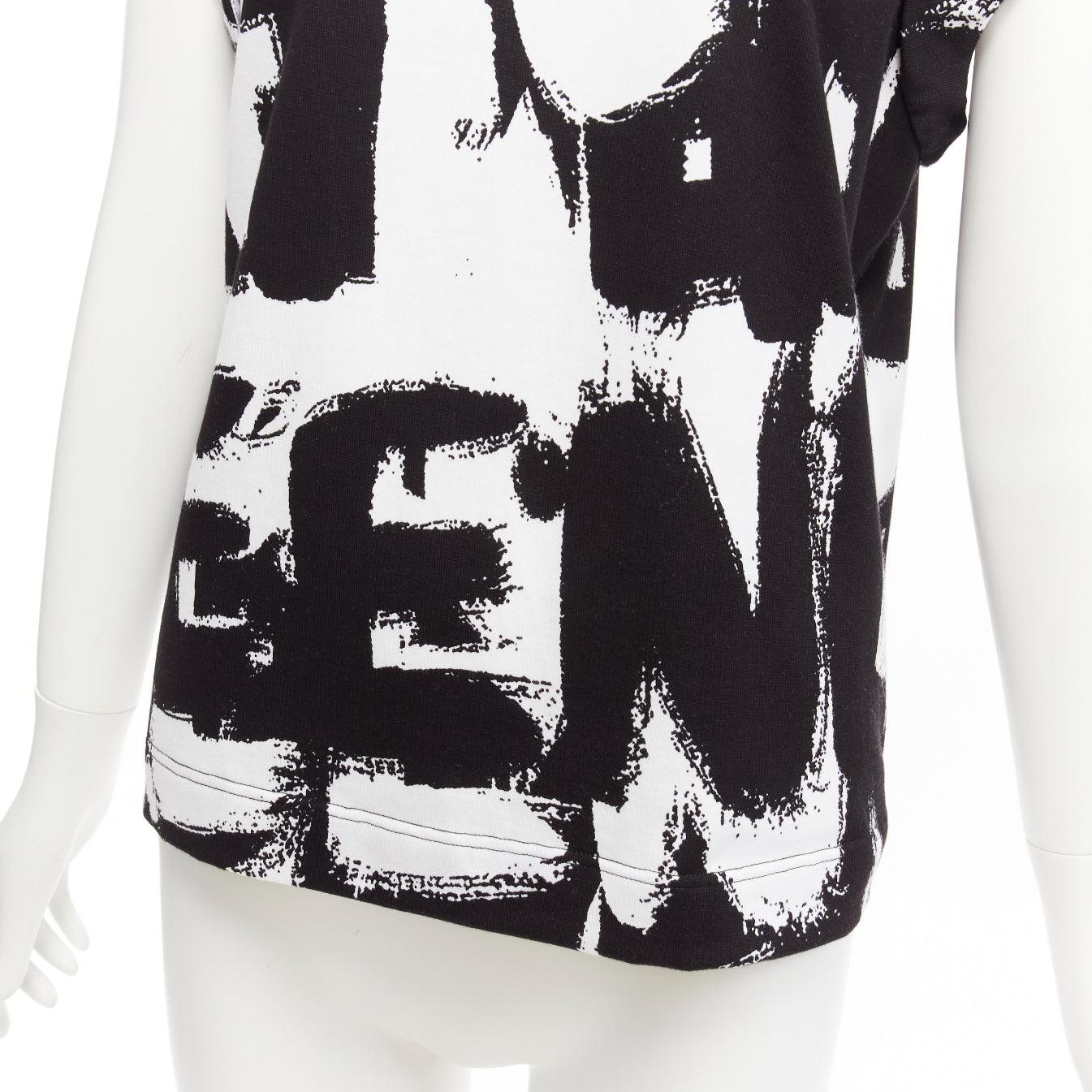 ALEXANDER MCQUEEN 2021 black white cotton graffiti brush boxy top IT36 XXS For Sale 2