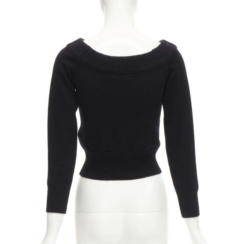 Women's ALEXANDER MCQUEEN 2021 cashmere black coral crystal embroidery sweater S For Sale