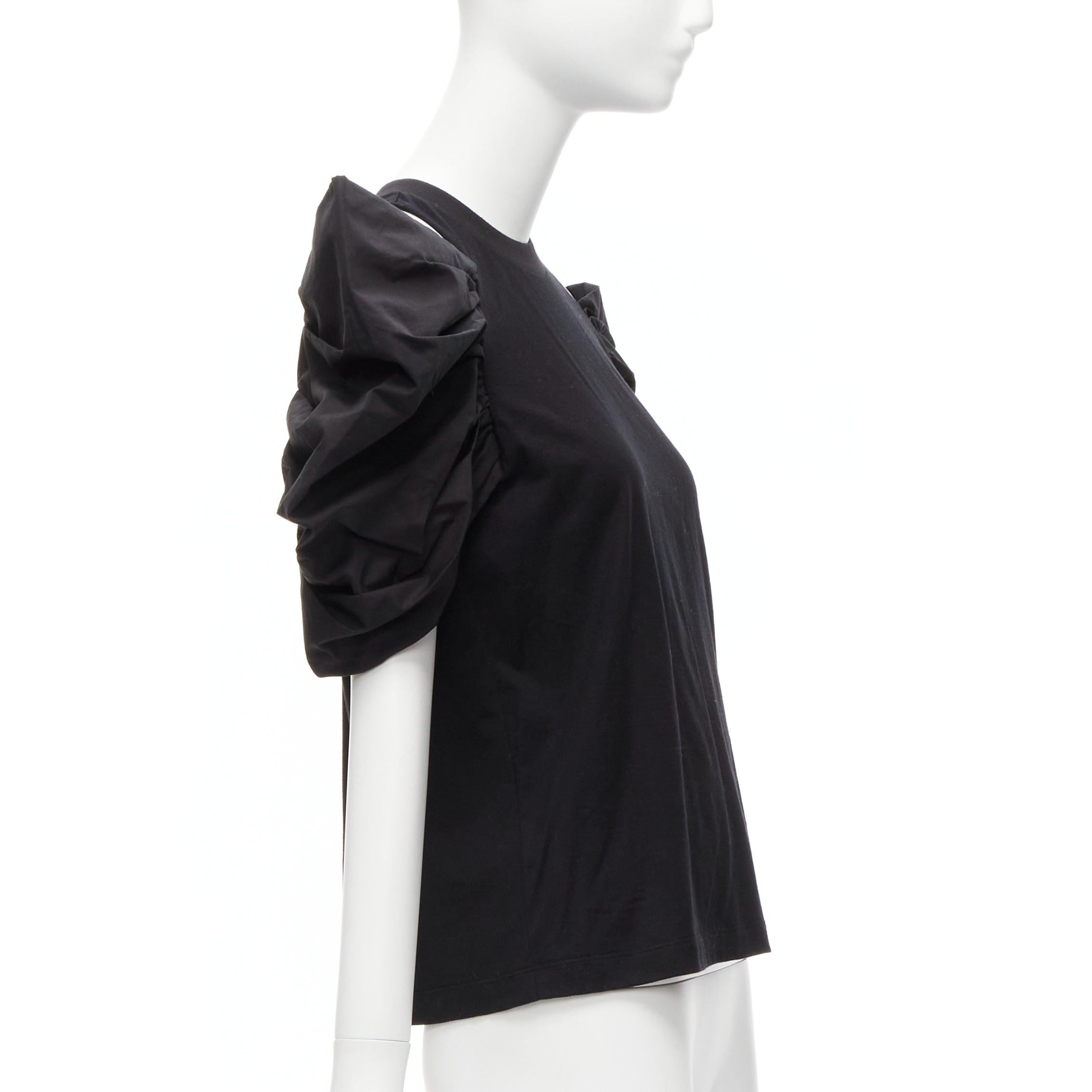 ALEXANDER MCQUEEN 2021 cold shoulder puff sleeves embroidered logo top IT38 XS In New Condition For Sale In Hong Kong, NT