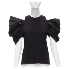 ALEXANDER MCQUEEN 2021 cold shoulder puff sleeves embroidered logo top IT38 XS