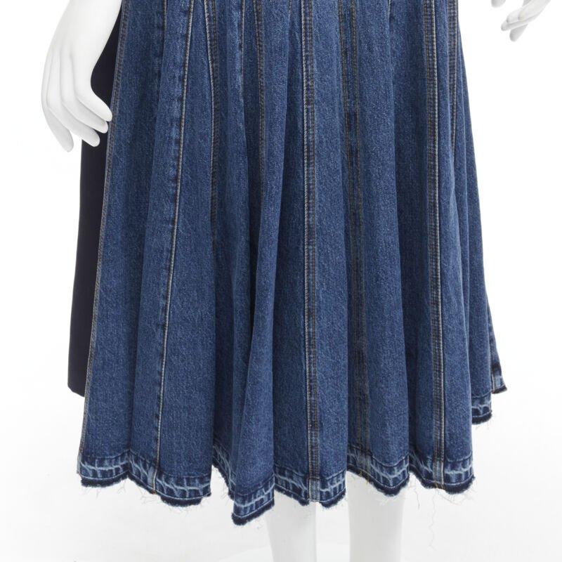 ALEXANDER MCQUEEN 2021 corset lace tie waist denim back midi dress IT38 XS 5