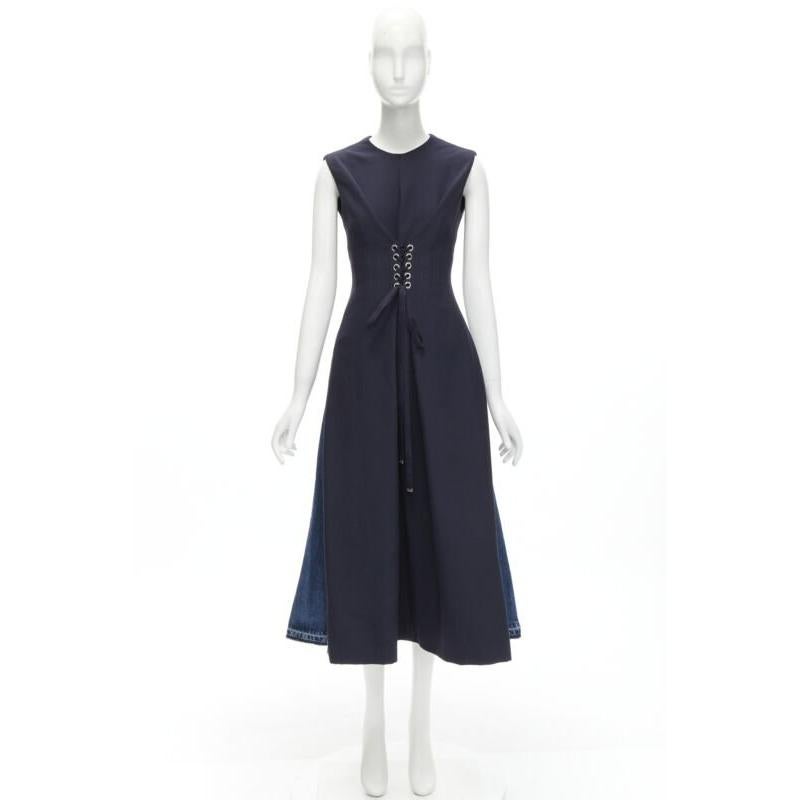 ALEXANDER MCQUEEN 2021 Korsett-Spitzen-Midikleid mit Denim-Rücken IT38 XS im Angebot 7
