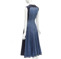 ALEXANDER MCQUEEN 2021 corset lace tie waist denim back midi dress IT38 XS