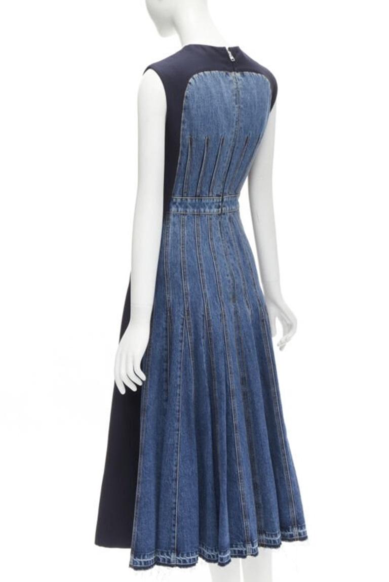 ALEXANDER MCQUEEN 2021 corset lace tie waist denim back midi dress IT38 XS
Reference: AAWC/A00195
Brand: Alexander McQueen
Designer: Sarah Burton
Collection: 2021
Material: Crepe, Denim
Color: Navy, Blue
Pattern: Solid
Closure: Zip
Lining:  Fully