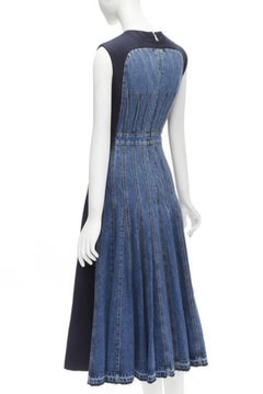 ALEXANDER MCQUEEN 2021 corset lace tie waist denim back midi dress IT38 XS