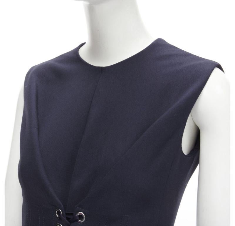 ALEXANDER MCQUEEN 2021 corset lace tie waist denim back midi dress IT38 XS For Sale 2