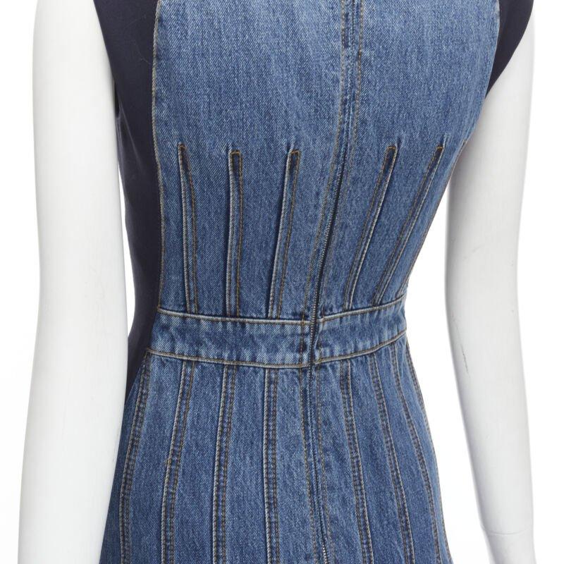 ALEXANDER McQueen 2021 abito midi in pizzo a corsetto da legare in vita sul retro in denim IT38 XS in vendita 2