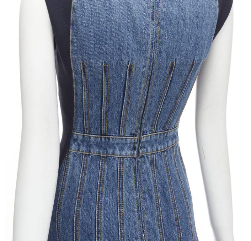 ALEXANDER MCQUEEN 2021 corset lace tie waist denim back midi dress IT38 XS 4