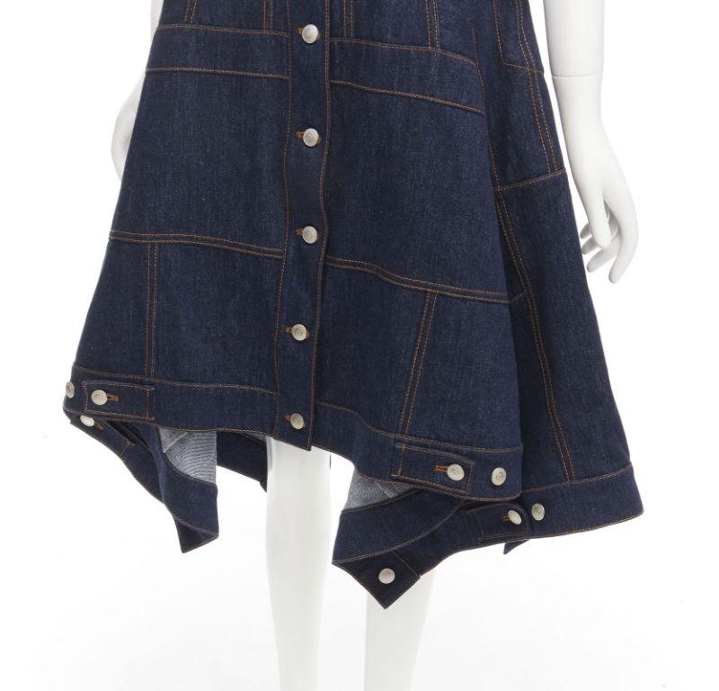 ALEXANDER MCQUEEN 2021 denim deconstructed patchwork corset midi dress IT38 XS 3