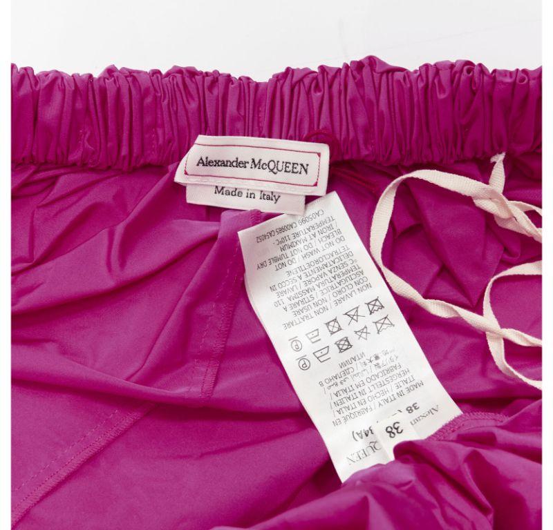 ALEXANDER MCQUEEN 2021 fuschia pink crinkled bow tie shoulder peplum top IT38 XS For Sale 5