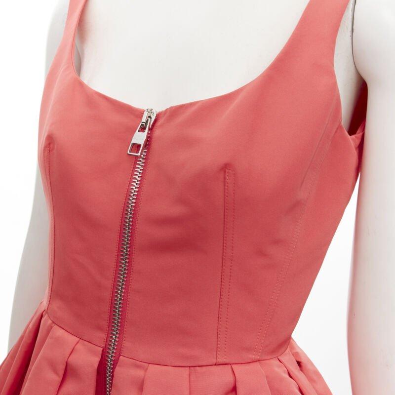 ALEXANDER MCQUEEN 2021 pink taffeta zip front fit flared dress IT38 S
Reference: AAWC/A00064
Brand: Alexander McQueen
Designer: Sarah Burton
Collection: 2021
Material: Polyester
Color: Pink
Pattern: Solid
Closure: Zip
Lining:  Unlined
Extra Details: