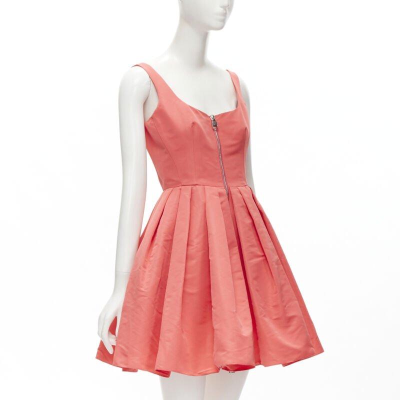 Pink ALEXANDER MCQUEEN 2021 pink taffeta zip front fit flared dress IT38 S For Sale