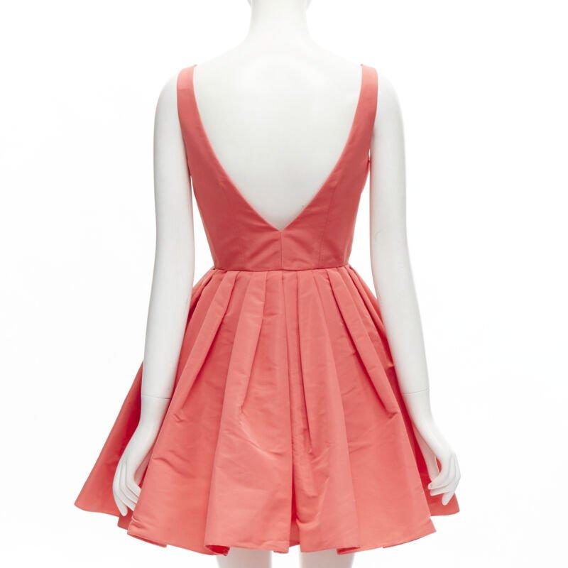 Women's ALEXANDER MCQUEEN 2021 pink taffeta zip front fit flared dress IT38 S For Sale