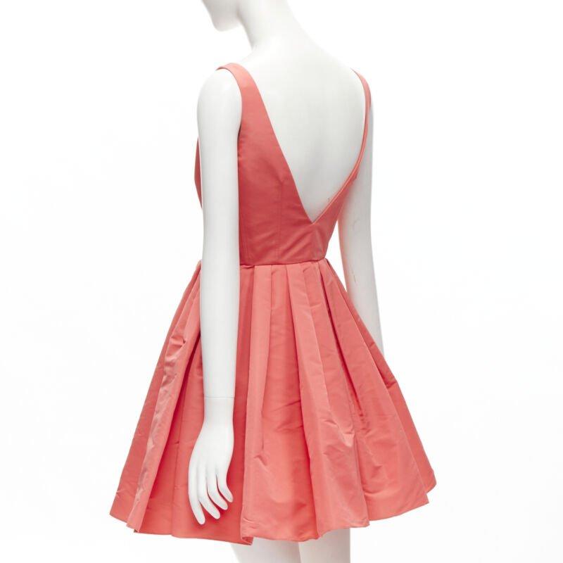 ALEXANDER MCQUEEN 2021 pink taffeta zip front fit flared dress IT38 S For Sale 1