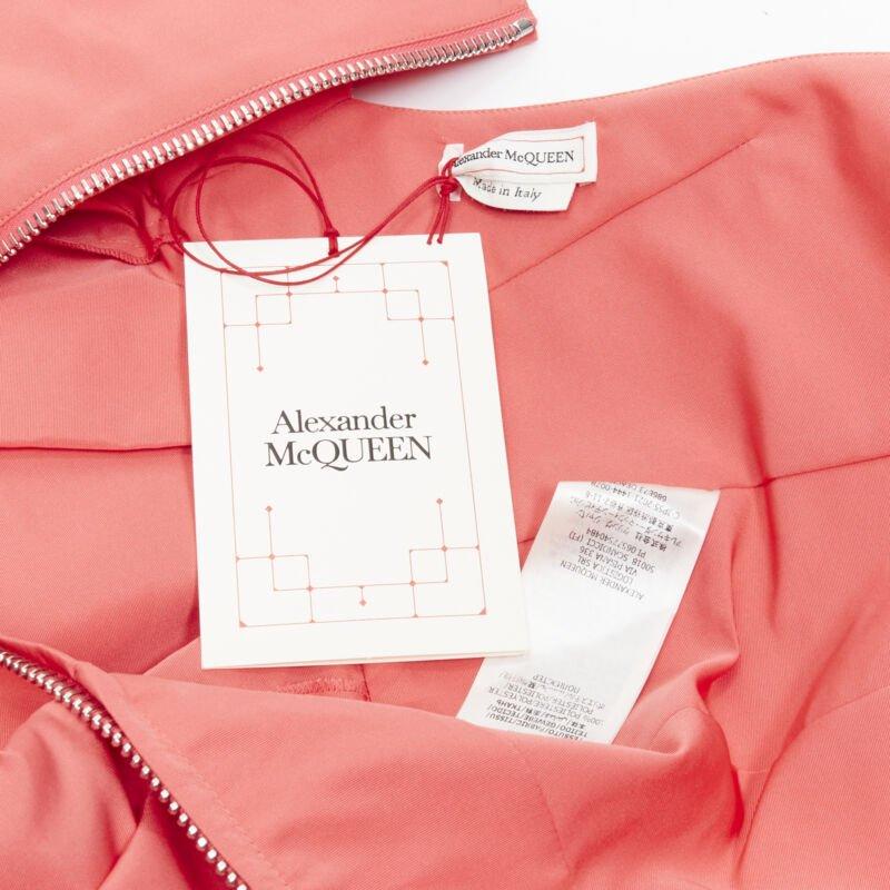ALEXANDER MCQUEEN 2021 pink taffeta zip front fit flared dress IT38 S For Sale 4