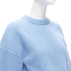 ALEXANDER MCQUEEN 2021 powder blue speckled wool boxy cropped sweater XS