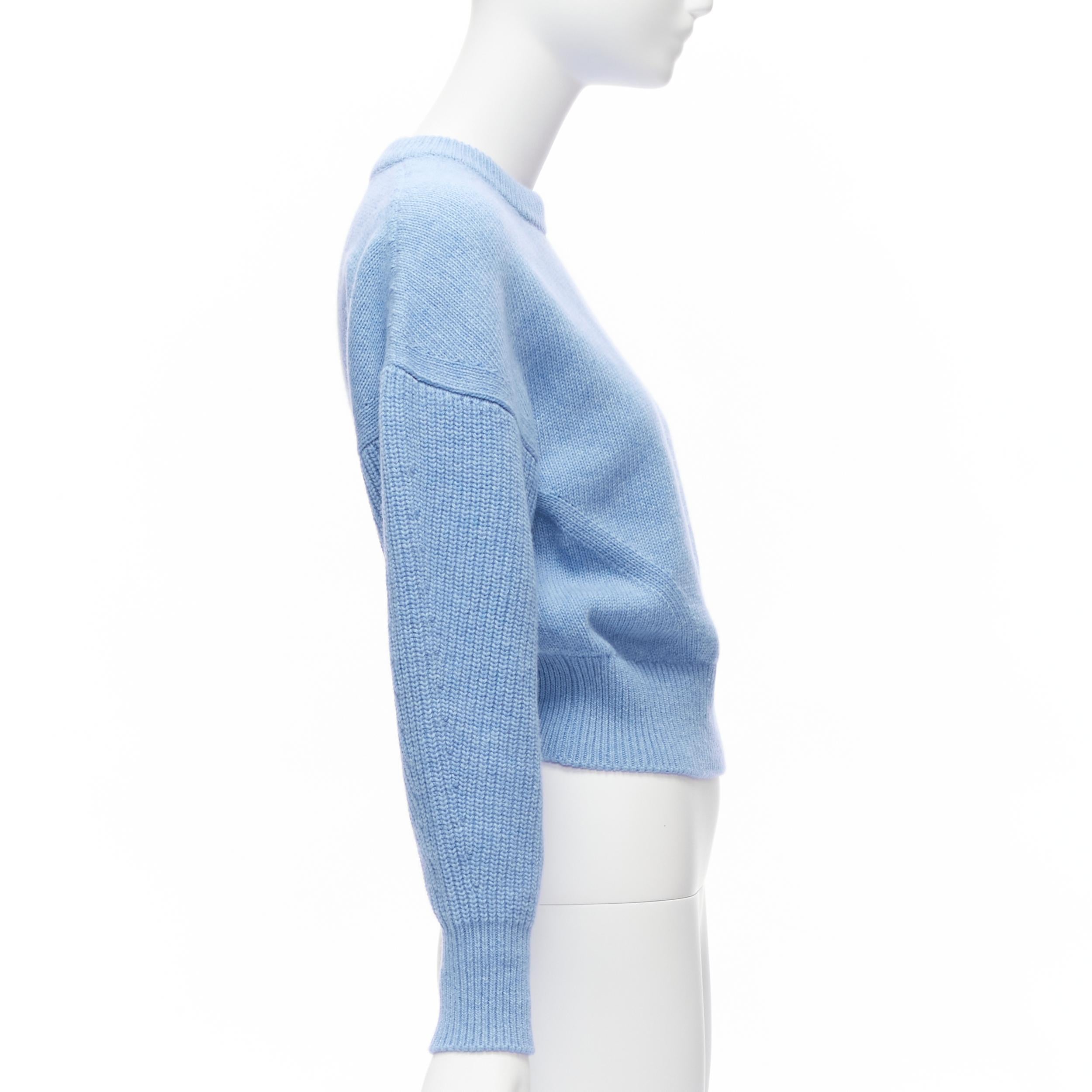 ALEXANDER MCQUEEN 2021 powder blue speckled wool boxy cropped sweater XS In Excellent Condition For Sale In Hong Kong, NT