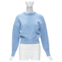 ALEXANDER MCQUEEN 2021 Pulverblau gesprenkelte Wolle Boxy Cropped Pullover XS