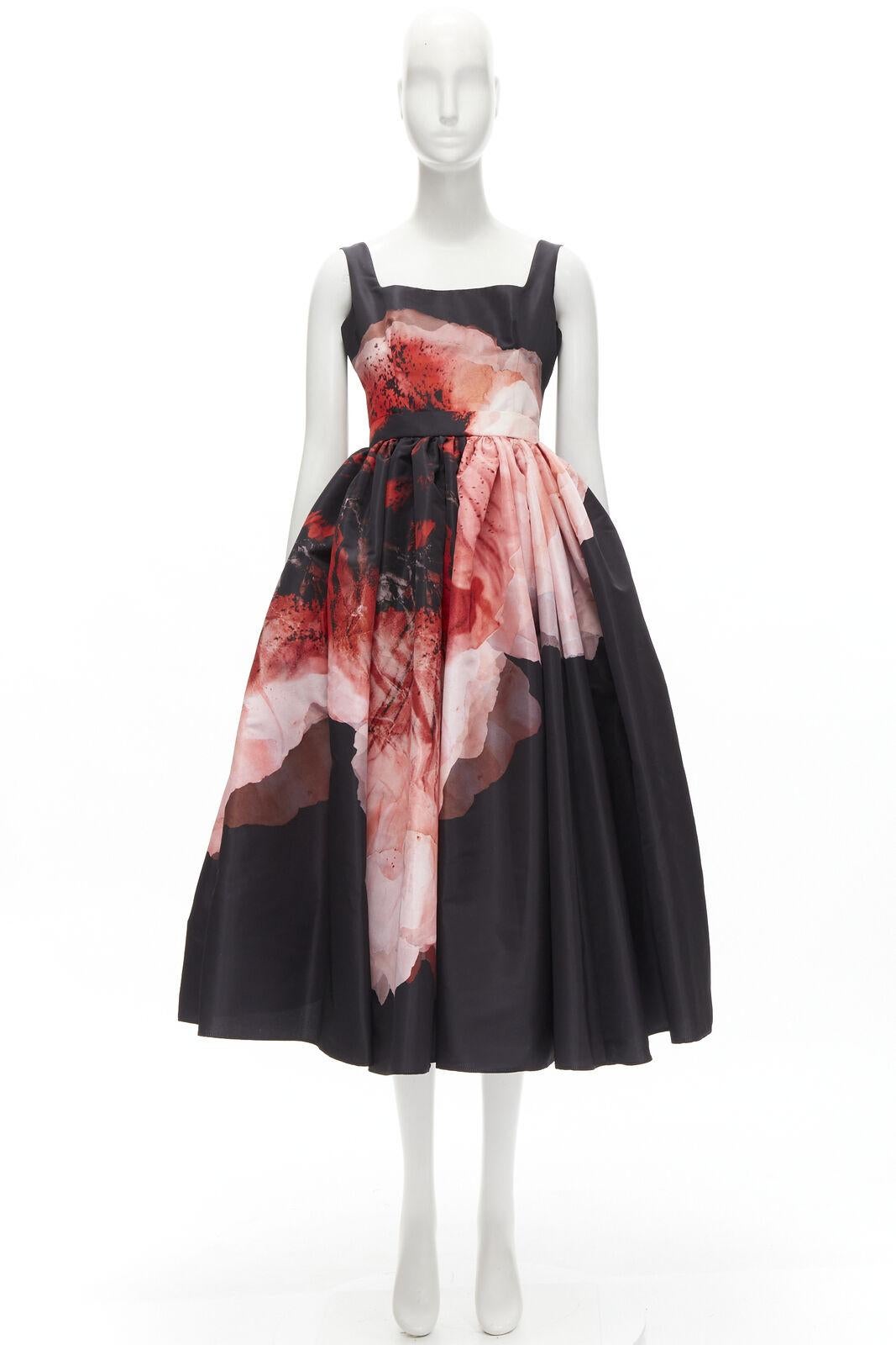 ALEXANDER MCQUEEN 2021 Runway Anemone black red floral full gown IT38 S 7