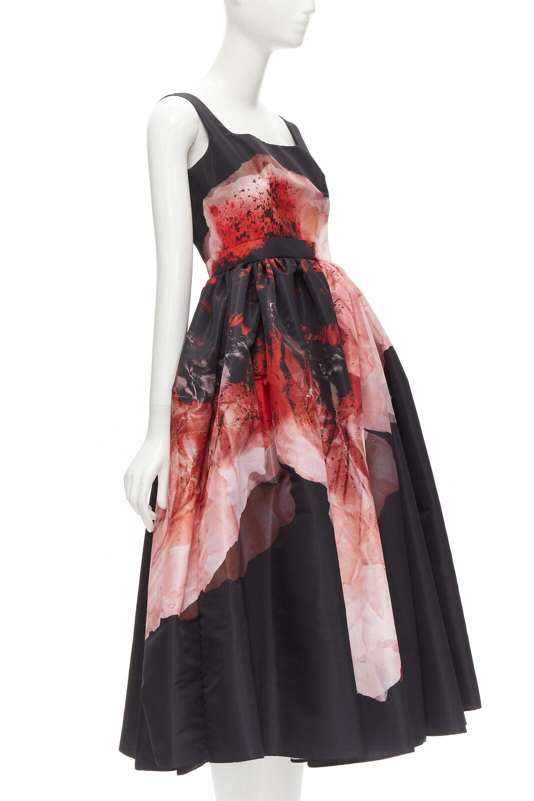 Black ALEXANDER MCQUEEN 2021 Runway Anemone black red floral full gown IT38 S