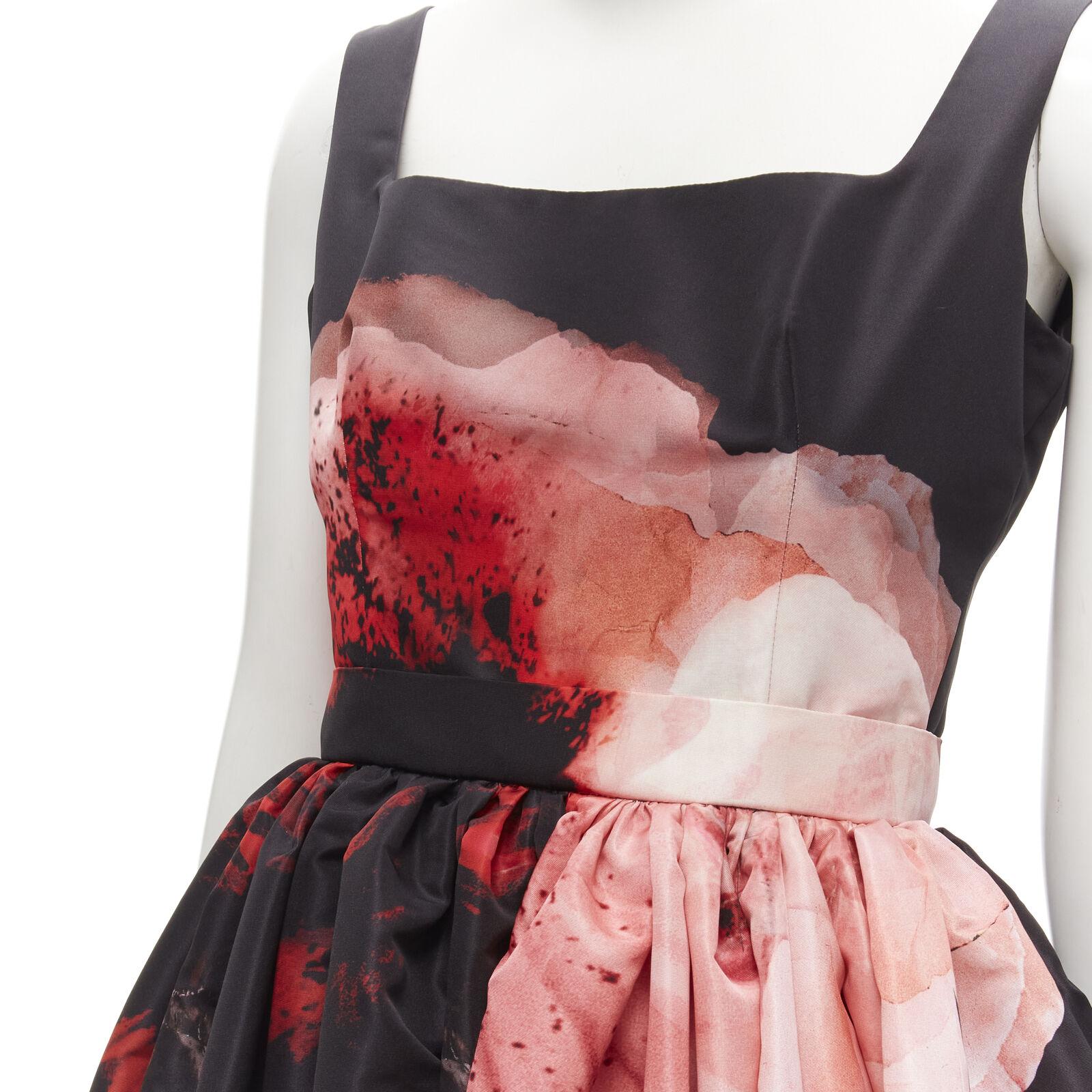 ALEXANDER MCQUEEN 2021 Runway Anemone black red floral full gown IT38 S 2
