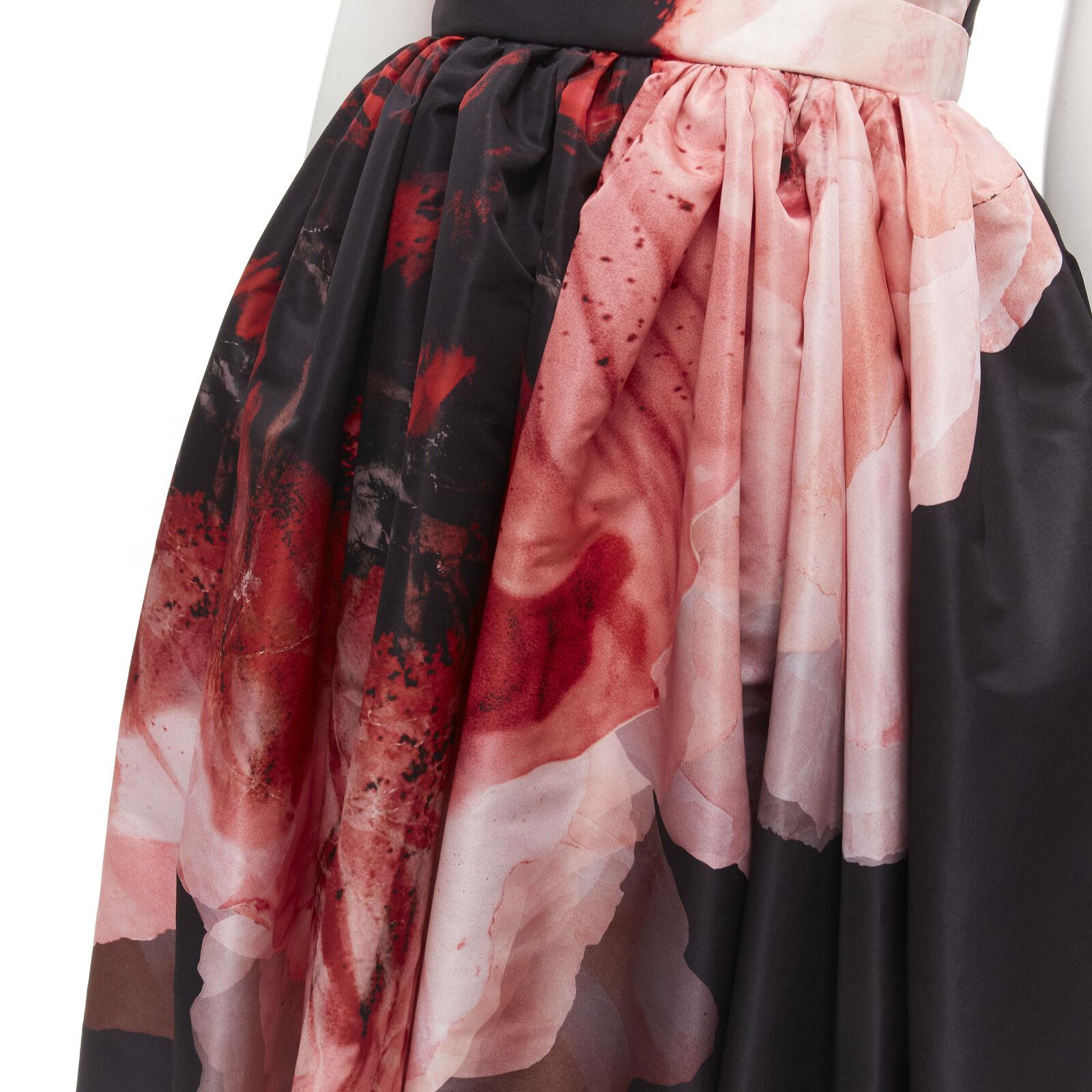 ALEXANDER MCQUEEN 2021 Runway Anemone black red floral full gown IT38 S 3