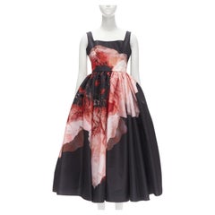 ALEXANDER MCQUEEN 2021 Runway Anemone black red floral full gown IT38 S