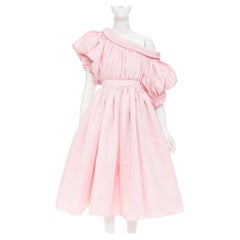 ALEXANDER MCQUEEN 2021 Runway light pink anemone faille off shoulder dress IT38