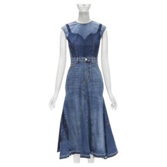 ALEXANDER McQueen 2021 Abito midi con corpetto in denim lavato IT38 XS