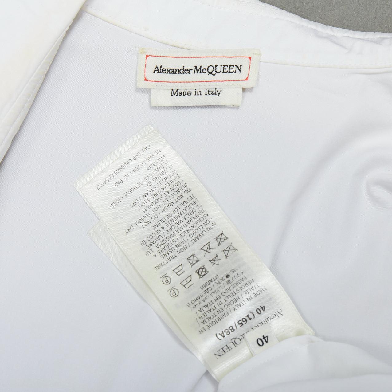 ALEXANDER MCQUEEN 2021 white cotton ruched puff sleeves zip up shirt IT40 S 3