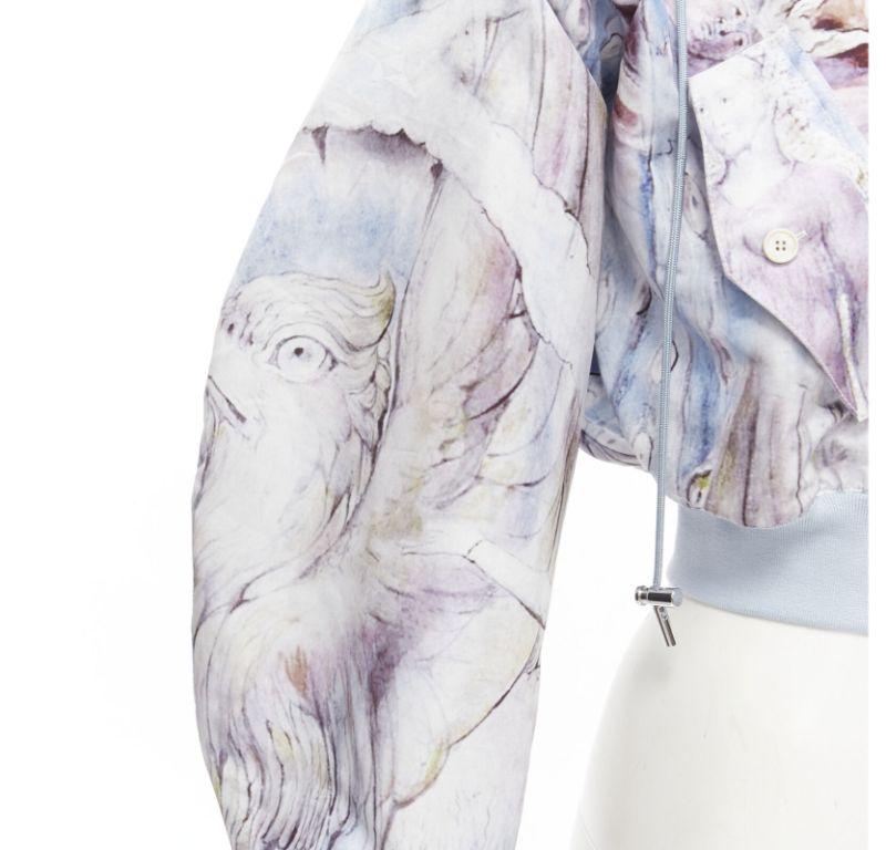 ALEXANDER MCQUEEN 2021 William Blake Dante batwing cropped hooded bomber IT36 XS For Sale 3