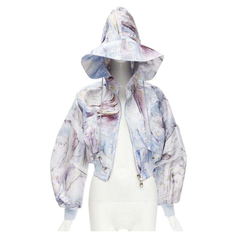 ALEXANDER MCQUEEN 2021 William Blake Dante batwing cropped hooded bomber IT36 XS For Sale