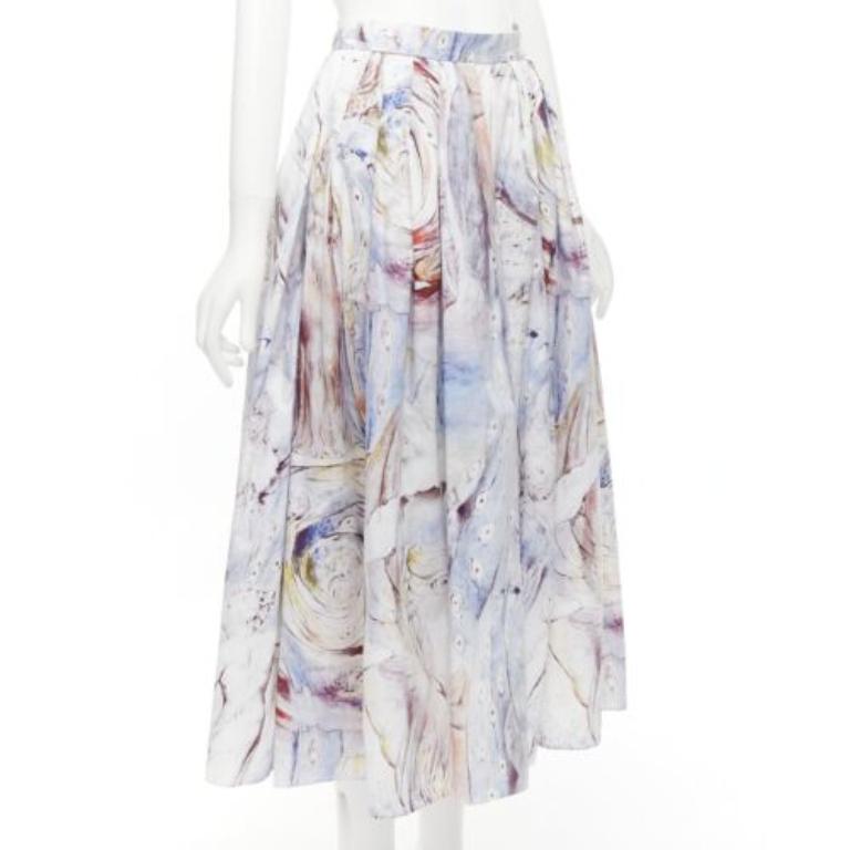 Gray ALEXANDER MCQUEEN 2021 William Blake Dante print light cotton midi skirt IT38 S