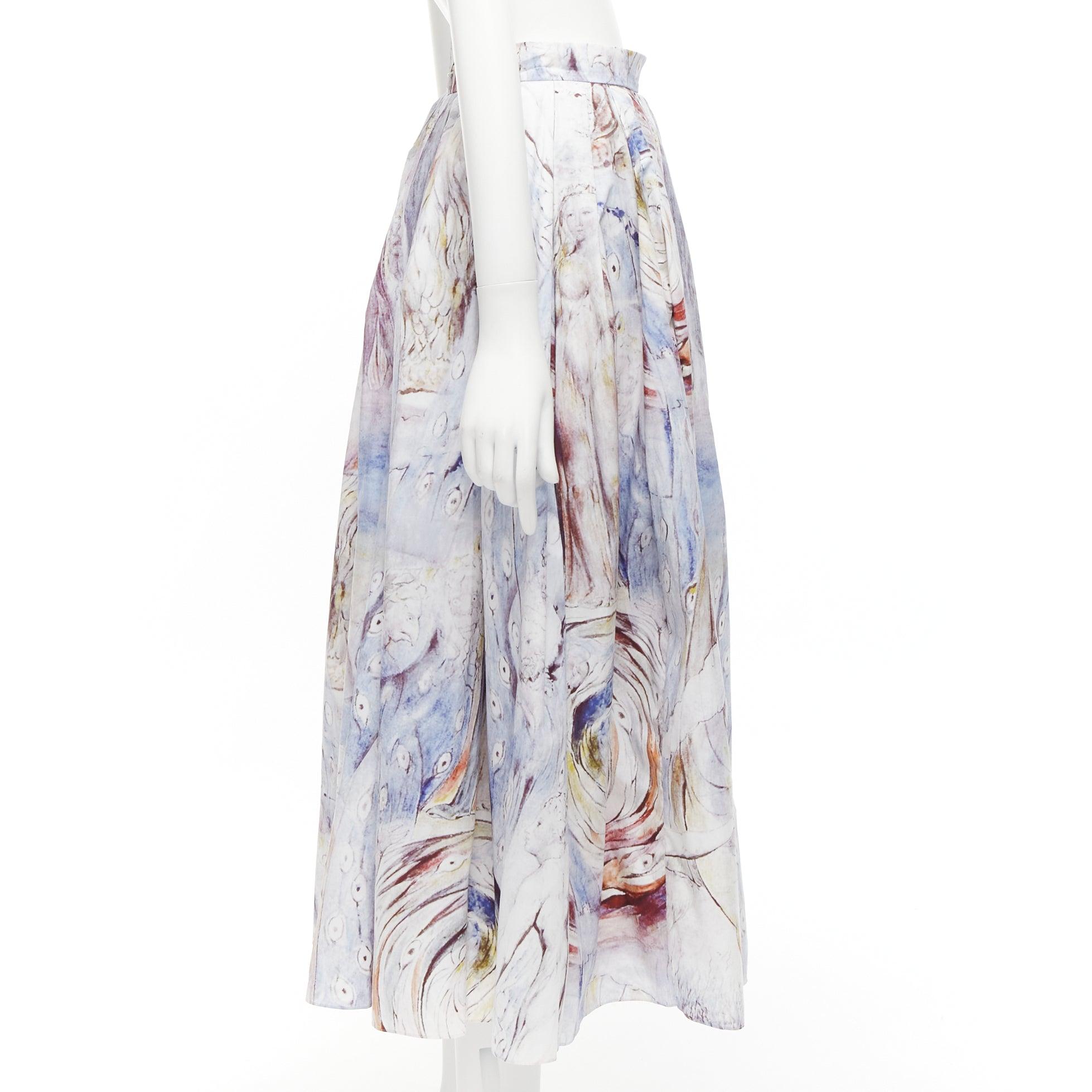 Women's ALEXANDER MCQUEEN 2021 William Blake Dante print light cotton midi skirt IT38 S For Sale